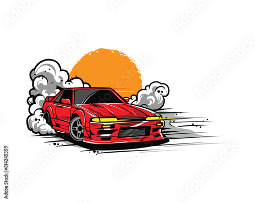 red car smokey and sun