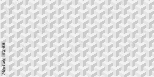 Background of cube geometric pattern grid backdrop triangle. Abstract cubes geometric tile and mosaic wall or grid backdrop hexagon technology. white and gray geometric block cube structure.