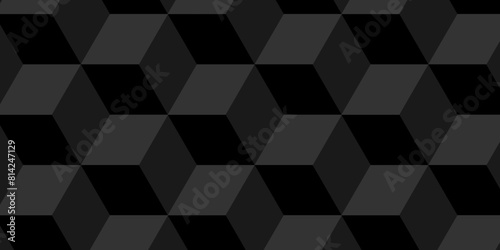 Vector Minimal cubes geometric tile and mosaic wall grid backdrop hexagon technology wallpaper background. black and gray block cube structure backdrop grid triangle texture vintage design.