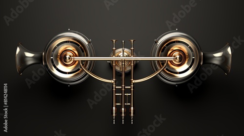 Luxury golden trumpet. 3D rendering illustration. photo