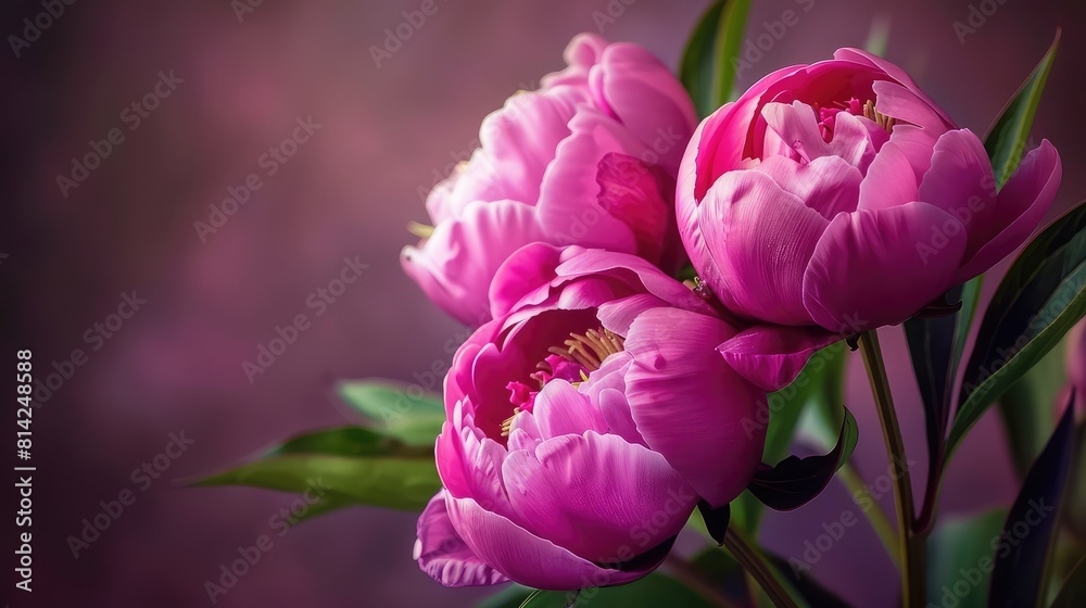 Obraz premium Breathtaking Close-Up of Vibrant Magenta Peony Flowers in Full Bloom, Perfect for Backgrounds, Wallpapers, and Floral Designs