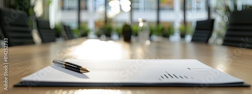 White paper with pen in meeting room photo
