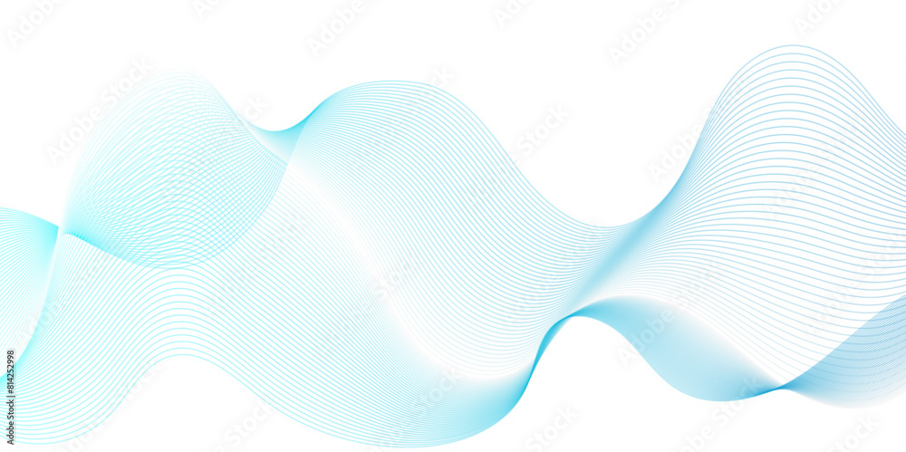 Vector abstract blue digital blend wave lines technology background. Modern minimal gradient white flowing wave lines and glowing moving lines. Futuristic technology and sound wave lines background.