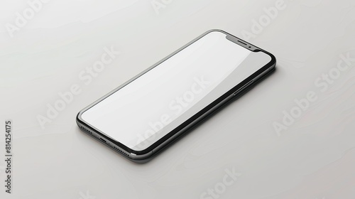 Smartphone with a blank screen on a white background