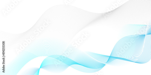 Vector abstract blue digital blend wave lines technology background. Modern minimal gradient white flowing wave lines and glowing moving lines. Futuristic technology and sound wave lines background.