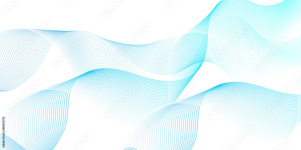Vector abstract blue digital blend wave lines technology background. Modern minimal gradient white flowing wave lines and glowing moving lines. Futuristic technology and sound wave lines background.