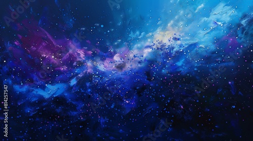 Abstract starry night sky with twinkling stars and deep blues and purples