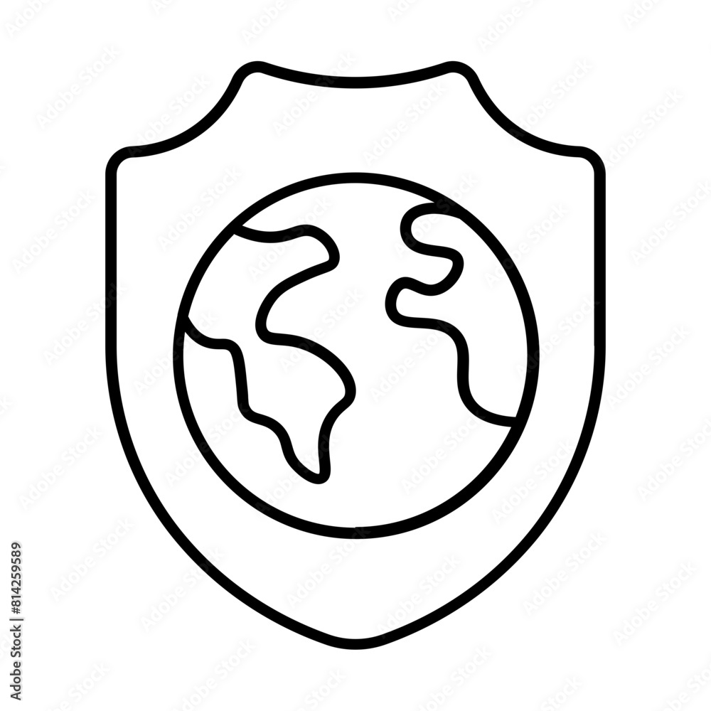 Earth Protection Icon With Thin Line Style Earth Protection Icon With Thin Line Style