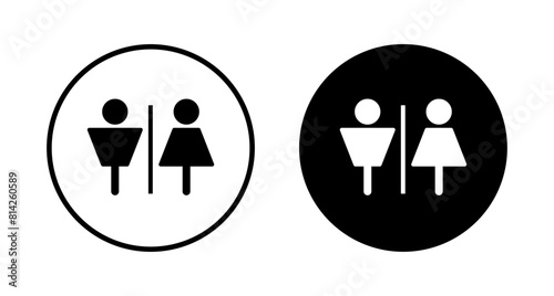Toilet icon vector isolated on white background. Toilet sign. Man and woman restroom sign vector. Male and female icon