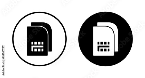 Sim card icon vector isolated on white background. Mobile slot icon. Mobile cellular phone sim card chip.