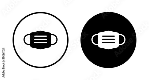 Mask icon vector isolated on white background. Man face with mask icon. Safety breathing masks. Industrial safety N95 mask. Medical mask vector icon.