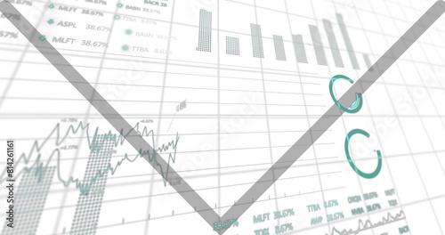 Image of financial data processing over white background