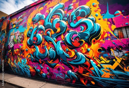 illustration  vibrant street art murals graffiti  colors  urban  colorful  city  contemporary  spray  paint  tags  culture  public  cans  artistic