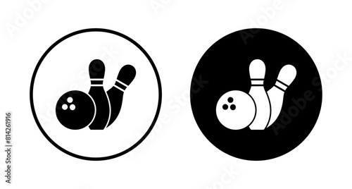 Bowling game Pin Icon vector isolated on white background. Bowling icon, ball and pin