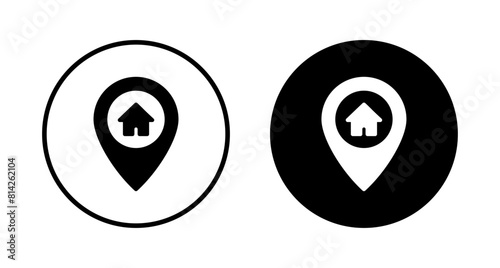 Address symbol icon vector isolated on white background . address icon vector. home location icon