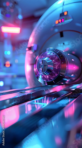 Innovative Particle Accelerator Therapy for Oncological Treatments Rendered in Cinematic Photographic Style photo