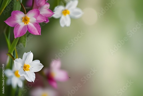 spring background blur holiday wallpaper with flowers. Generative AI 