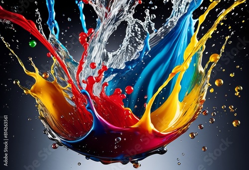 illustration, dynamic high speed capture liquid splashes motion, action, movement, fluid, droplets, energy, vibrant, agility, drops, vibrancy, fluidity