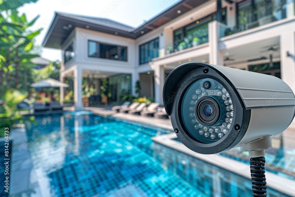 Obraz premium Security concept recording employs secure video surveillance and digital detection technology, integrating watchful eye monitoring mats for robust safety and protection.