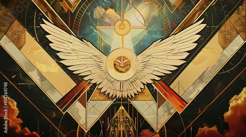 Trinity Sunday. Illustration of a poster for Trinity Sunday, May 26. On this holiday, Christians celebrate the Holy Trinity consisting of God, the Father; Jesus, the Son; and the Holy Spirit photo