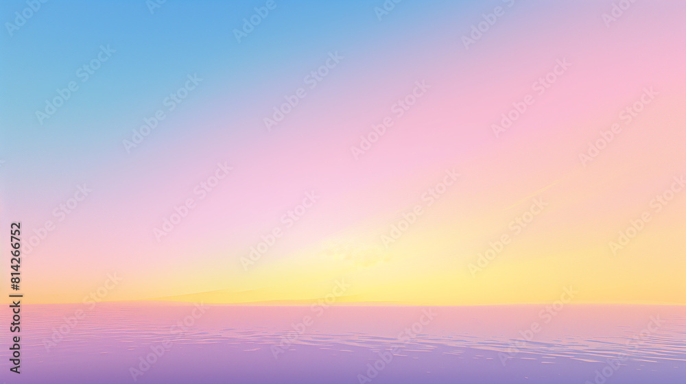 Serene Sunset Over Ocean, Gradient Pastel Sky