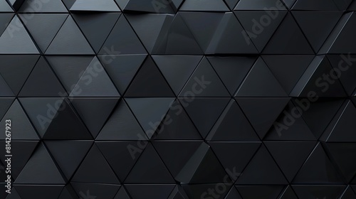 Triangular Tiles arranged to create a Black wall. Polished, 