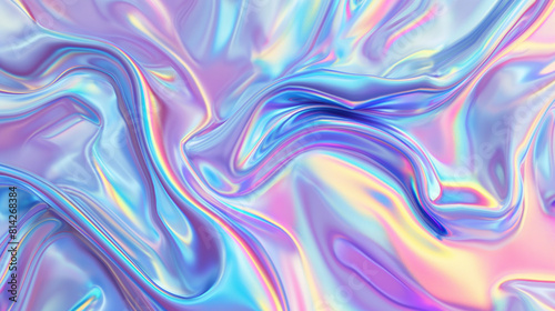 Iridescent holographic abstract background, fluid and vibrant texture