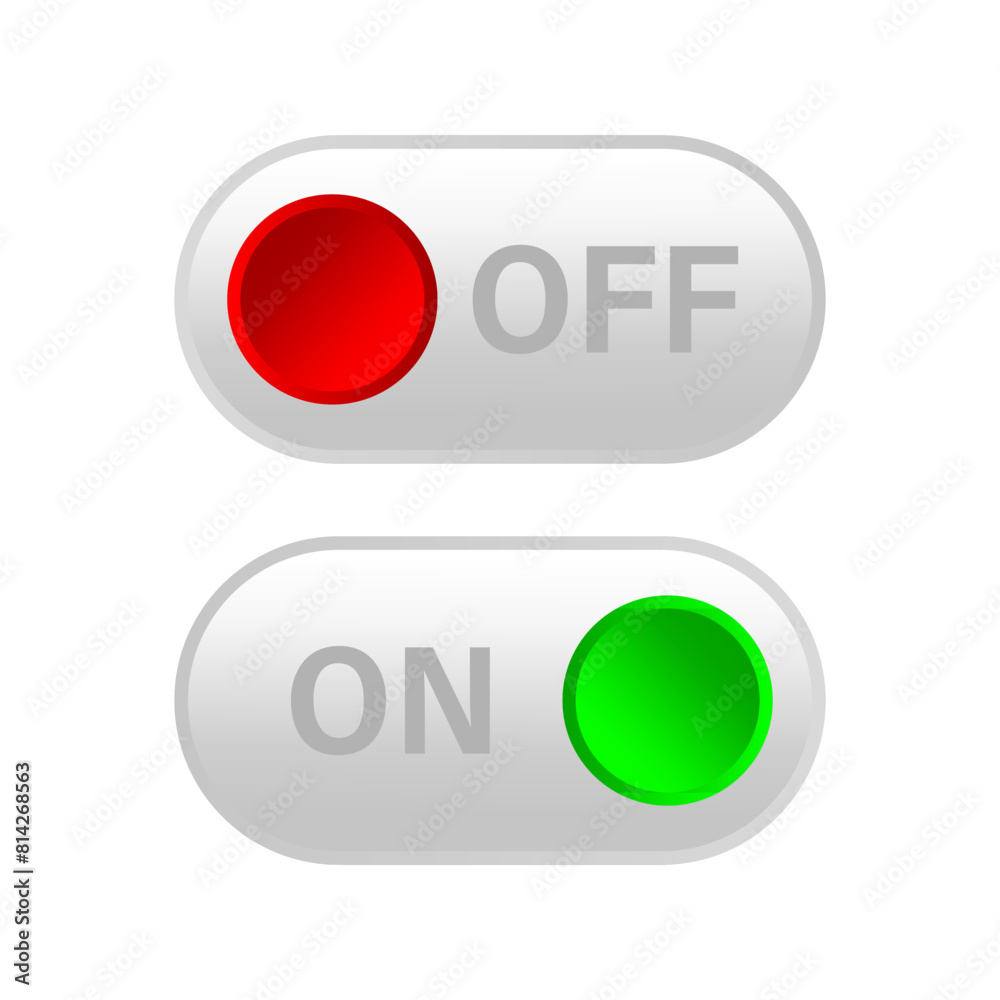 Toggle Switch Buttons. On and Off Position Icons. Power Control Symbols. Interface Elements Design. Toggle Switch Buttons. On and Off Position Icons. Power Control Symbols. Interface Elements Design.