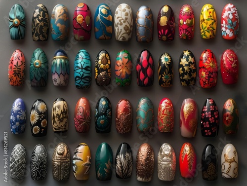 50 AI generated unique nail art designs.