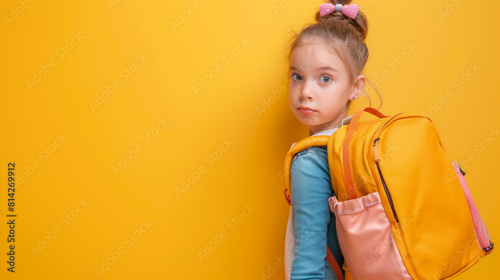 portrait of a cute girl with a backpack portrait of a cute girl with a backpack