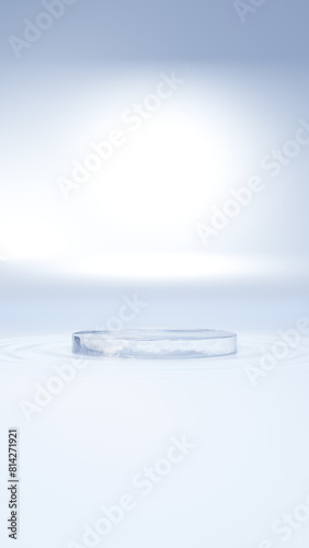 水面に浮かぶ氷の台座。波紋。3D（縦長）