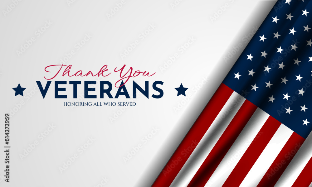 Thank you veterans, November 11, honoring all who served, American flags background vector illustration Thank you veterans, November 11, honoring all who served, American flags background vector illustration