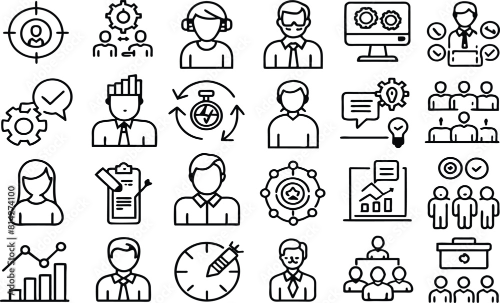 Business icon set. Linear icon collection, Editable stroke, Vector illustration. Business icon set. Linear icon collection, Editable stroke, Vector illustration.