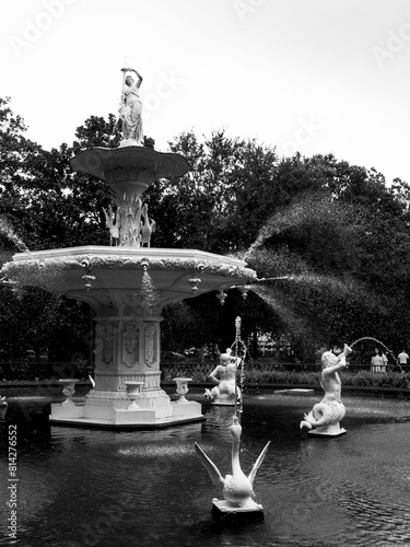 Fountain at Forsyth Park In Savanah Georgia photo