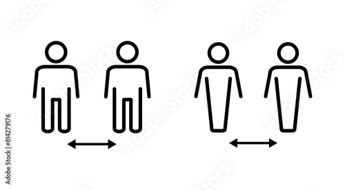 Social distance icon set. social distancing icon. self quarantine sign