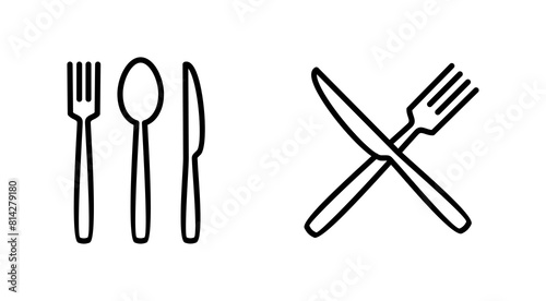 spoon and fork icon set. spoon, fork and knife icon vector. restaurant icon