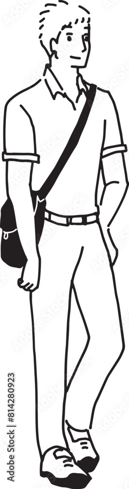 Clip art of man walking monochrome line drawing Clip art of man walking monochrome line drawing