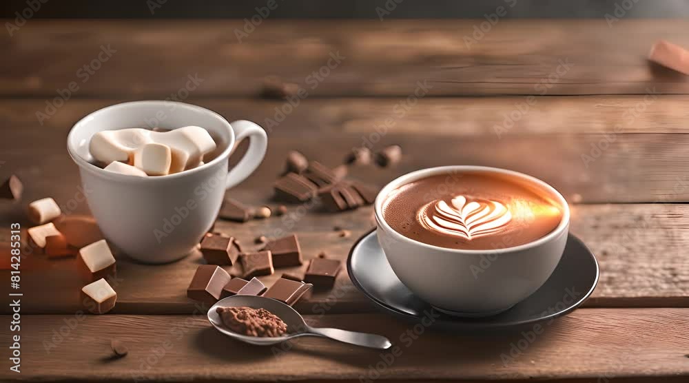 une tasse de chocolat chaud et une petite cuillère