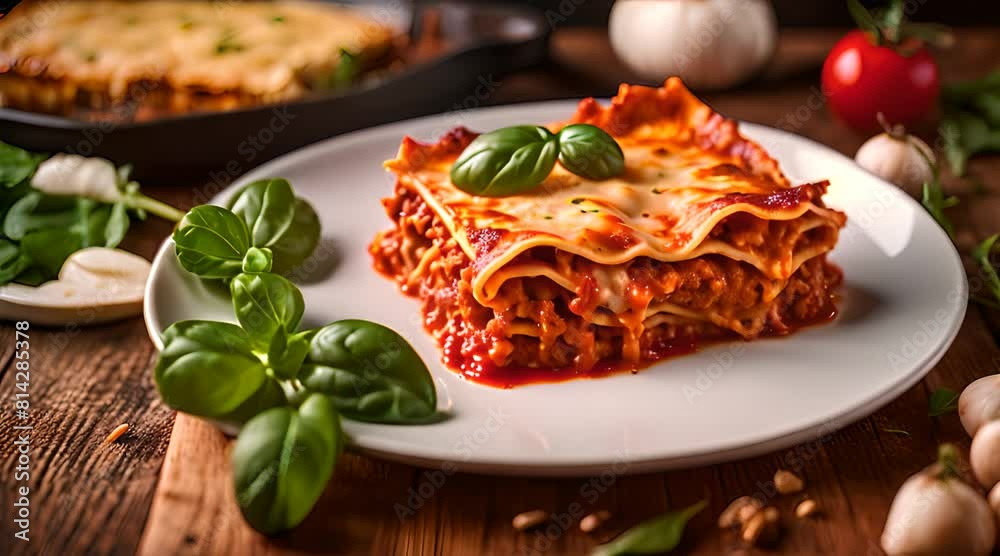 Une tranche de lasagne bolognaise prête à manger