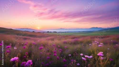 gorgeous  vibrant  meadow  wildflowers  blurred  background  panorama  purple  pink  dusk  beautiful  soft  pastel  nature  copy  space  landscape  scenery  outdoors  flora  blooms  blossoms  field  c