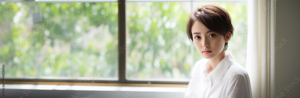 若い女性 白い服 若い女性 白い服