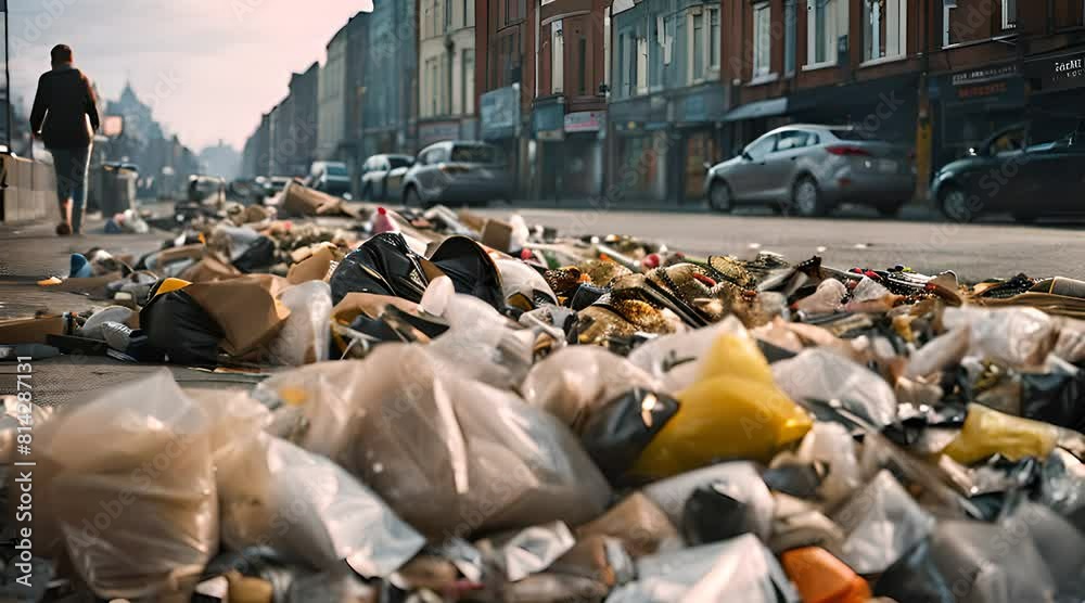 amas de détritus dans la rue, pollution urbaine d'origine humaine