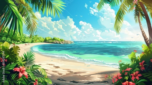 Vector Summer Backgrounds of Tropical Islands © lan