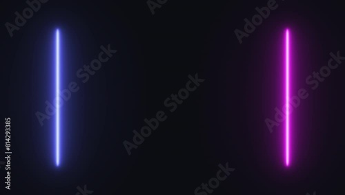 Introduction animation featuring a vertical neon line bar splitting into two (blue and pink), then merging back into one. photo
