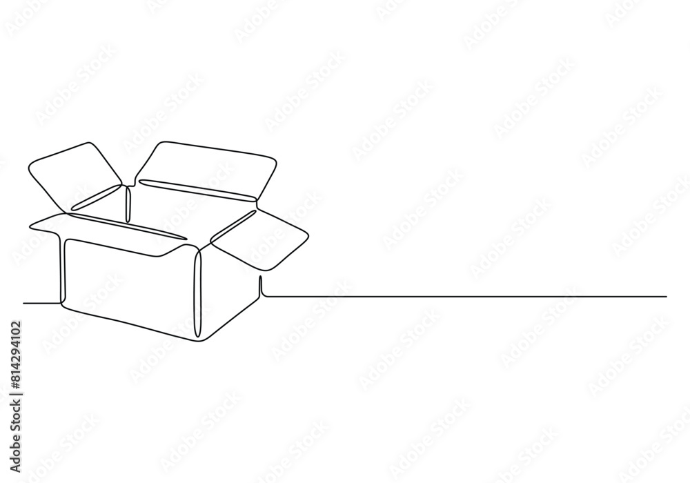 Continuous one line drawing of open box vector illustration. Pro vector Continuous one line drawing of open box vector illustration. Pro vector