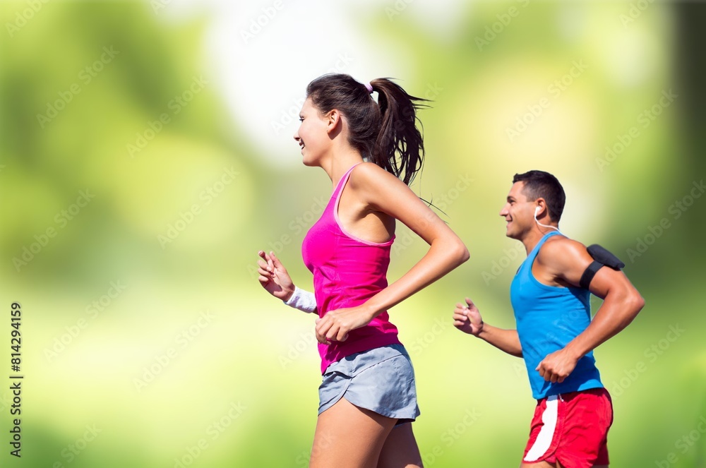 Fitness, exercise couple running workout outdoor Fitness, exercise couple running workout outdoor