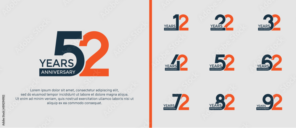 anniversary logo style set with black and orange color can be use for celebration moment anniversary logo style set with black and orange color can be use for celebration moment