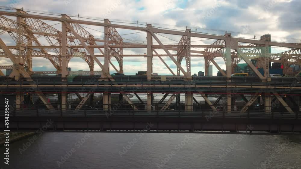 Roosevelt Island Tramway Winter Clouds Panorama Roosevelt Island Tramway Winter Clouds Panorama