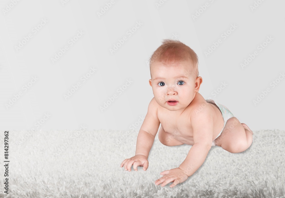 Baby cute child at white studio background. Baby cute child at white studio background.