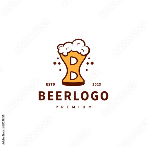 Glass mug beer with initial letter B wordmark logo design inspiration 2
